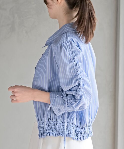 rps（アールピーエス）の「シャーリングドロスト５分袖ブラウス（シャツ/ブラウス・レディース・サックスブルー/ブルー/イエロー・フリー）」の9枚目の写真