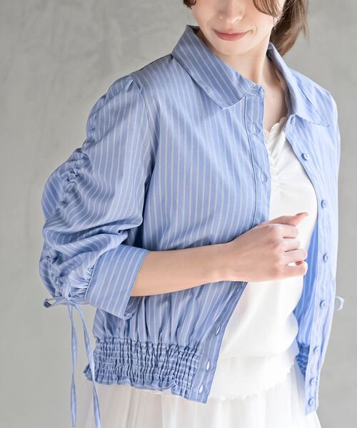 rps（アールピーエス）の「シャーリングドロスト５分袖ブラウス（シャツ/ブラウス・レディース・サックスブルー/ブルー/イエロー・フリー）」の11枚目の写真