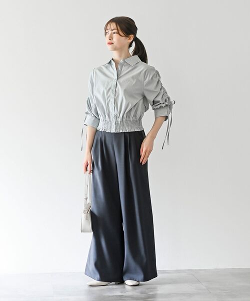 rps（アールピーエス）の「シャーリングドロスト５分袖ブラウス（シャツ/ブラウス・レディース・サックスブルー/ブルー/イエロー・フリー）」の12枚目の写真