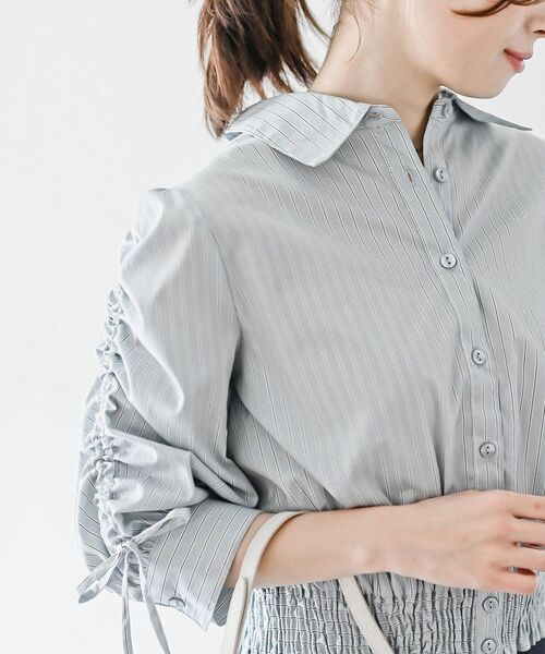 rps（アールピーエス）の「シャーリングドロスト５分袖ブラウス（シャツ/ブラウス・レディース・サックスブルー/ブルー/イエロー・フリー）」の16枚目の写真