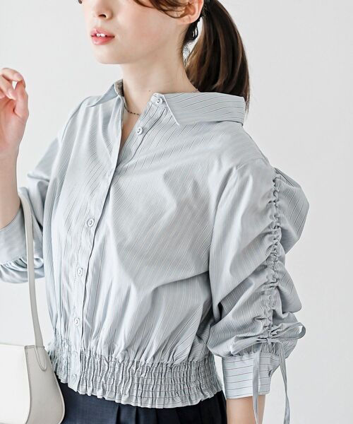 rps（アールピーエス）の「シャーリングドロスト５分袖ブラウス（シャツ/ブラウス・レディース・サックスブルー/ブルー/イエロー・フリー）」の17枚目の写真