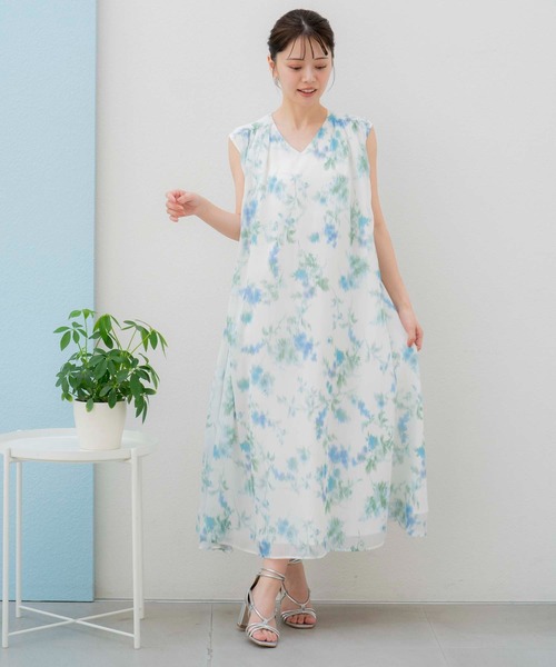 【美品】Noela 15周年ぼかしフラワー楊柳ワンピ セール】【15周年】ぼかしフラワー楊柳ワンピ（ワンピース