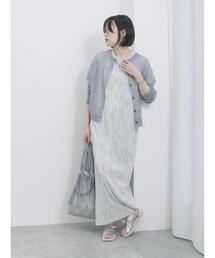 Samansa Mos2 blue | プリントプリーツキャミワンピース(ワンピース)