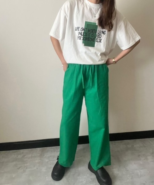 deux amour(ドゥーザムール)の「麻レーヨンワイドパンツ(その他パンツ・レディース・ブルー/レモンイエロー/レッド/グリーン/ピンク/オレンジ・M~L)」の10枚目の写真