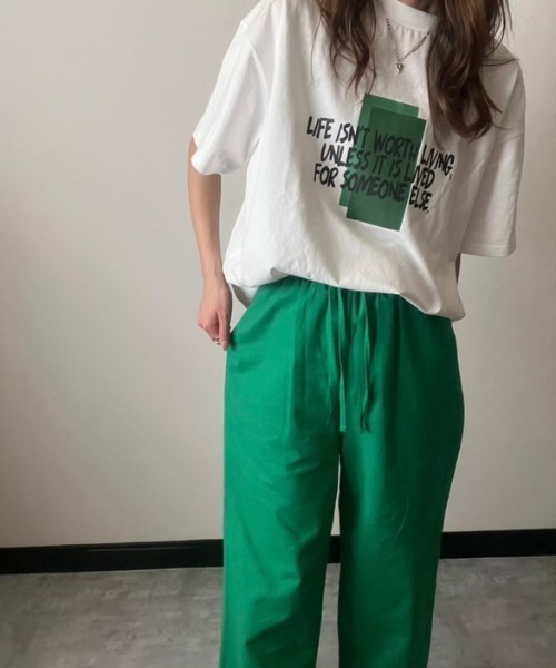 deux amour(ドゥーザムール)の「麻レーヨンワイドパンツ(その他パンツ・レディース・ブルー/レモンイエロー/レッド/グリーン/ピンク/オレンジ・M~L)」の14枚目の写真