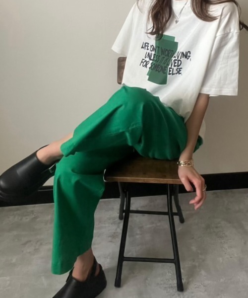 deux amour(ドゥーザムール)の「麻レーヨンワイドパンツ(その他パンツ・レディース・ブルー/レモンイエロー/レッド/グリーン/ピンク/オレンジ・M~L)」の9枚目の写真