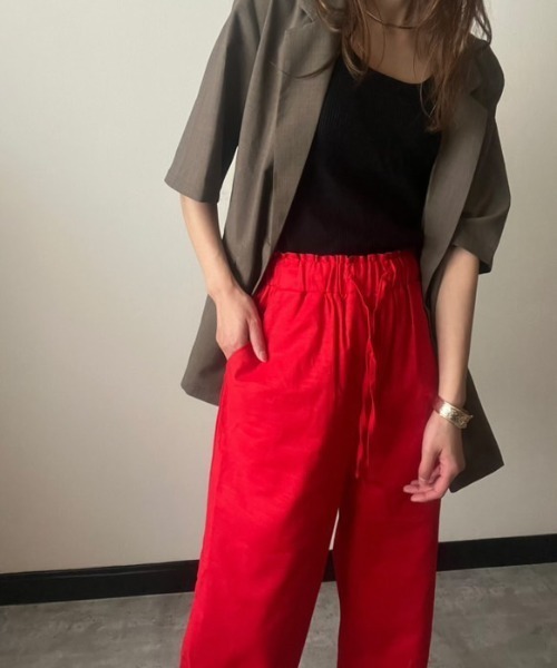 deux amour(ドゥーザムール)の「麻レーヨンワイドパンツ(その他パンツ・レディース・ブルー/レモンイエロー/レッド/グリーン/ピンク/オレンジ・M~L)」の22枚目の写真