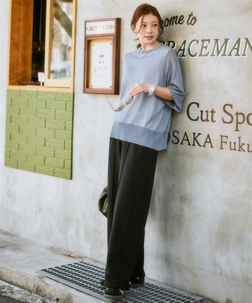 nissen（ニッセン）の「センターシームスウェットパンツ(裾ドロスト付)（スウェットパンツ・レディース・杢グレー/ブラック・LL/S/M/L）」の5枚目の写真