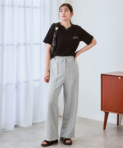 nissen（ニッセン）の「センターシームスウェットパンツ(裾ドロスト付)（スウェットパンツ・レディース・杢グレー/ブラック・LL/S/M/L）」の9枚目の写真