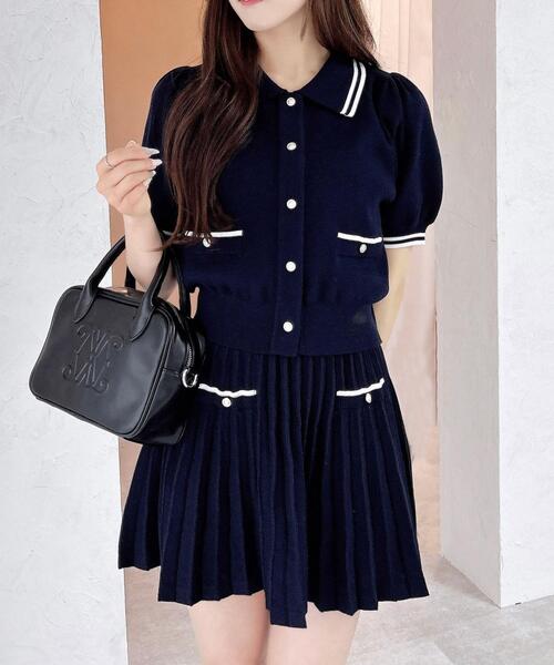 INGNI(イング)の「襟付ニットカーディガン+ニットミニスカパン/セットアップ(セットアップ・レディース・ホワイト×ネイビー/グレー系3/ネイビー系・M)」の22枚目の写真