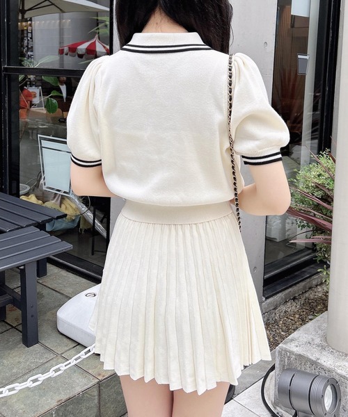 セール】襟付ニットカーディガン＋ニットミニスカパン
