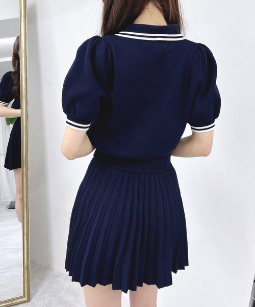 INGNI(イング)の「襟付ニットカーディガン+ニットミニスカパン/セットアップ(セットアップ・レディース・ホワイト×ネイビー/グレー系3/ネイビー系・M)」の14枚目の写真