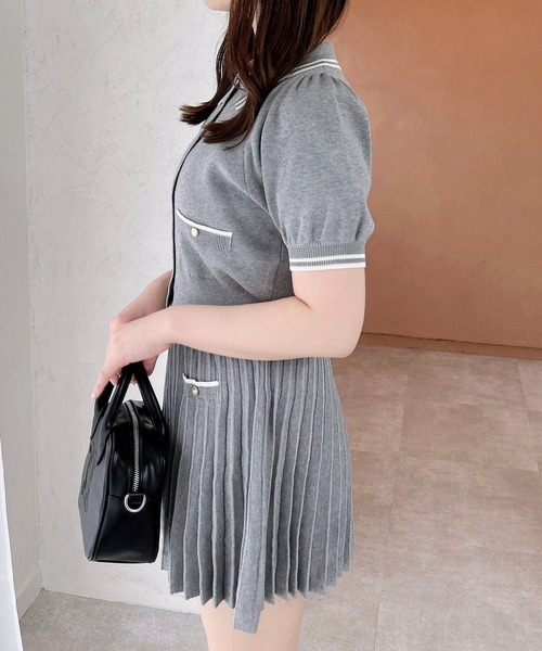 INGNI(イング)の「襟付ニットカーディガン+ニットミニスカパン/セットアップ(セットアップ・レディース・ホワイト×ネイビー/グレー系3/ネイビー系・M)」の7枚目の写真