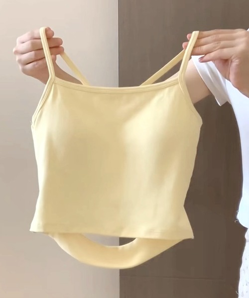 Lace Ladies(レースレディース)の「ソリッドカラー バック カットアウト カップ付き キャミソール(キャミソール・レディース・イエロー/モカ/ブラウン/ピンク/ホワイト/ブラック・FREE)」の21枚目の写真