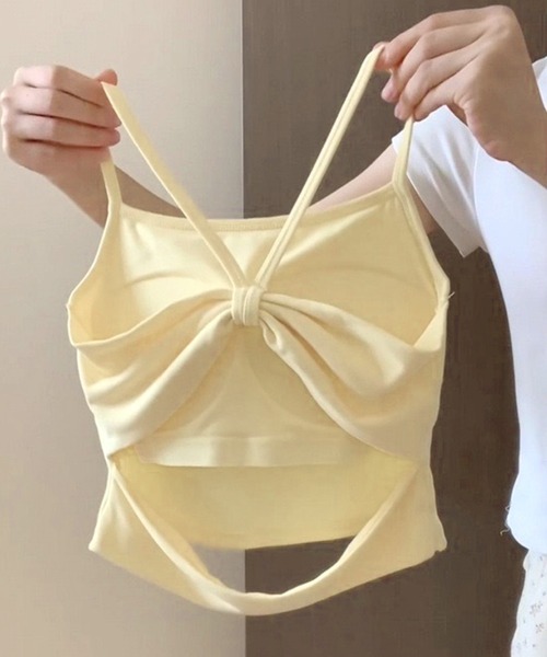 Lace Ladies(レースレディース)の「ソリッドカラー バック カットアウト カップ付き キャミソール(キャミソール・レディース・イエロー/モカ/ブラウン/ピンク/ホワイト/ブラック・FREE)」の22枚目の写真