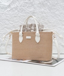 Ungrid（アングリッド）の「【Ungrid/アングリッド】雑材コンビ 巾着トートバッグ（かごバッグ・キッズ）」