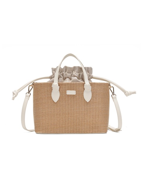 Ungrid(アングリッド)の「【Ungrid/アングリッド】雑材コンビ 巾着トートバッグ(かごバッグ・レディース・ブラック/ブラウン/ホワイト・FREE)」の12枚目の写真