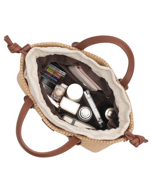 Ungrid(アングリッド)の「【Ungrid/アングリッド】雑材コンビ 巾着トートバッグ(かごバッグ・レディース・ブラック/ブラウン/ホワイト・FREE)」の5枚目の写真