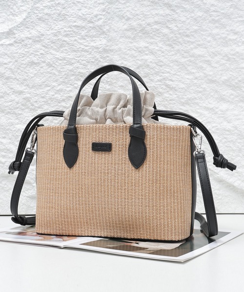 Ungrid(アングリッド)の「【Ungrid/アングリッド】雑材コンビ 巾着トートバッグ(かごバッグ・レディース・ブラック/ブラウン/ホワイト・FREE)」の22枚目の写真