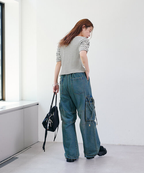 Kastane（カスタネ）の「【新色追加/XS.Fサイズ展開/無地&ボーダー】オフショルテレコ5分袖カットソー（Tシャツ/カットソー・レディース・アイボリー/ブラック系その他/チャコールグレー/ホワイト/ピンク・FREE/X-SMALL）」の20枚目の写真