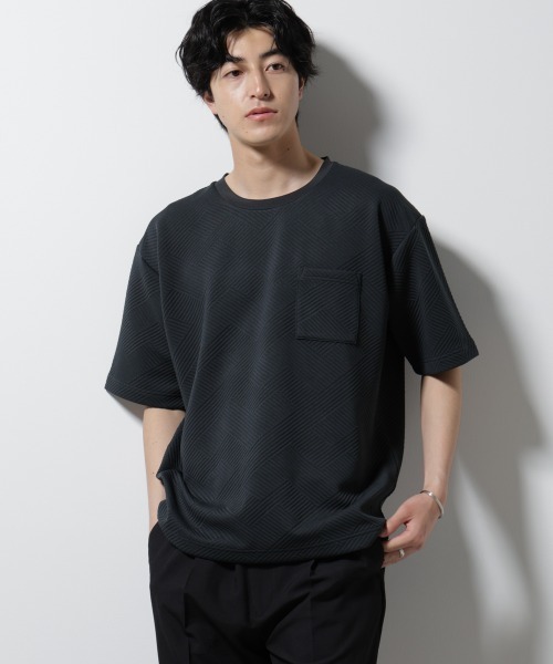 NANO universe（ナノユニバース）の「フクレジャガードポケットTシャツ（Tシャツ/カットソー・メンズ・ホワイト/ネイビー/ターコイズブルー/スミクロ・S/M/L）」の2枚目の写真