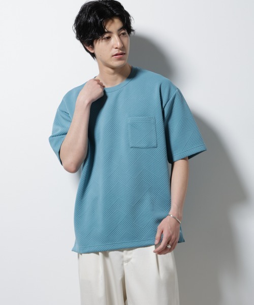 NANO universe（ナノユニバース）の「フクレジャガードポケットTシャツ（Tシャツ/カットソー・メンズ・ホワイト/ネイビー/ターコイズブルー/スミクロ・S/M/L）」の4枚目の写真