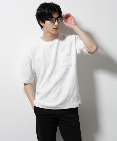 NANO universe（ナノユニバース）の「フクレジャガードポケットTシャツ（Tシャツ/カットソー・メンズ・ホワイト/ネイビー/ターコイズブルー/スミクロ・S/M/L）」の5枚目の写真