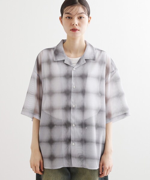 tk.TAKEO KIKUCHI(ティーケータケオキクチ)の「◆メッシュオンブレ―チェックシャツ(シャツ/ブラウス・レディース・オリーブ系1/ブラック系1/ホワイト系2・66)」の11枚目の写真