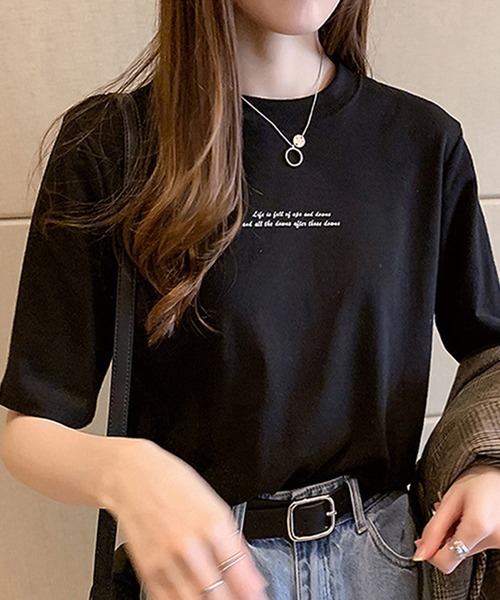 STYLEBLOCK(スタイルブロック)の「英字プリント半袖Tシャツ(Tシャツ/カットソー・レディース・ブラック/ホワイト/オレンジ/グリーン・M/XL/L/2XL)」の2枚目の写真