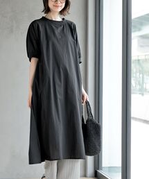 リブ使い5分袖ワンピース