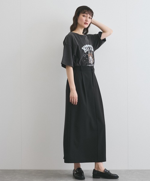 VICKY（ビッキー）の「リネンライクタックスカート≪セットアップ対応/手洗い可能≫（スカート・レディース・ブラック/ベージュ・M）」の10枚目の写真