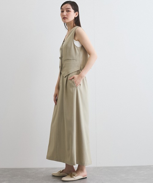 VICKY（ビッキー）の「リネンライクタックスカート≪セットアップ対応/手洗い可能≫（スカート・レディース・ブラック/ベージュ・M）」の16枚目の写真