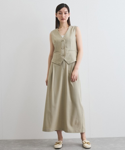 VICKY（ビッキー）の「リネンライクタックスカート≪セットアップ対応/手洗い可能≫（スカート・レディース・ブラック/ベージュ・M）」の17枚目の写真