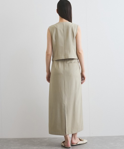 VICKY（ビッキー）の「リネンライクタックスカート≪セットアップ対応/手洗い可能≫（スカート・レディース・ブラック/ベージュ・M）」の18枚目の写真