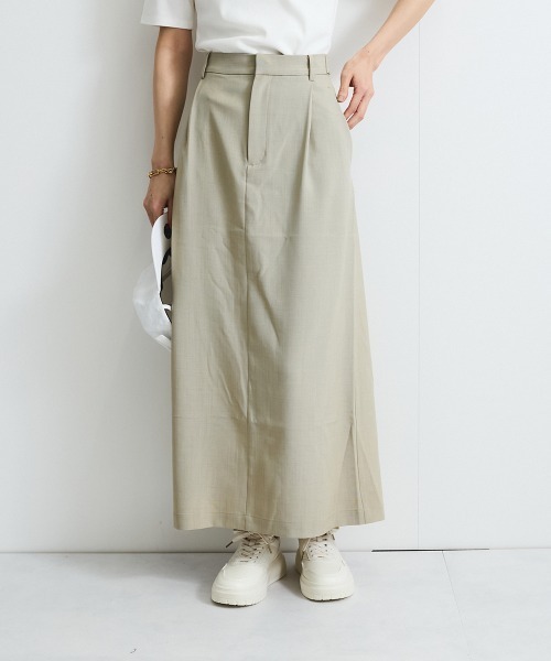 VICKY（ビッキー）の「リネンライクタックスカート≪セットアップ対応/手洗い可能≫（スカート・レディース・ブラック/ベージュ・M）」の21枚目の写真