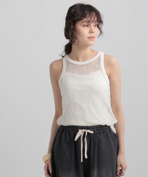 GEORGE'S（ジョージズ）の「レースタンクトップ（タンクトップ・レディース・アイボリー/ブラック/レッド系その他・MEDIUM/SMALL）」の2枚目の写真