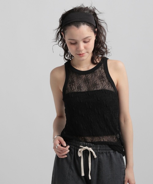 GEORGE'S（ジョージズ）の「レースタンクトップ（タンクトップ・レディース・アイボリー/ブラック/レッド系その他・MEDIUM/SMALL）」の3枚目の写真