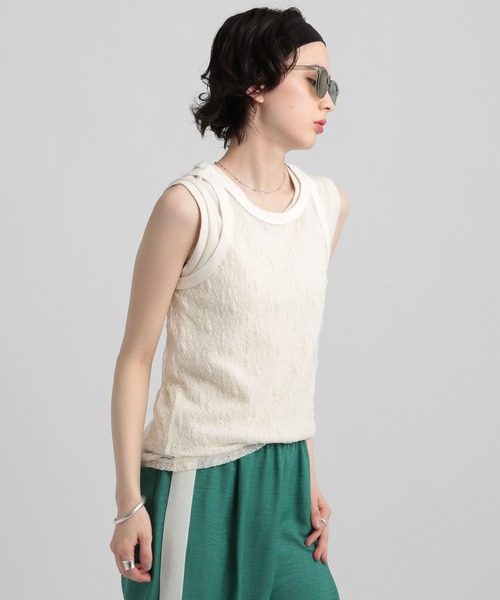 GEORGE'S（ジョージズ）の「レースタンクトップ（タンクトップ・レディース・アイボリー/ブラック/レッド系その他・MEDIUM/SMALL）」の21枚目の写真