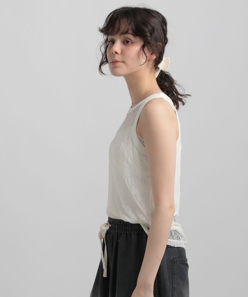 GEORGE'S（ジョージズ）の「レースタンクトップ（タンクトップ・レディース・アイボリー/ブラック/レッド系その他・MEDIUM/SMALL）」の12枚目の写真