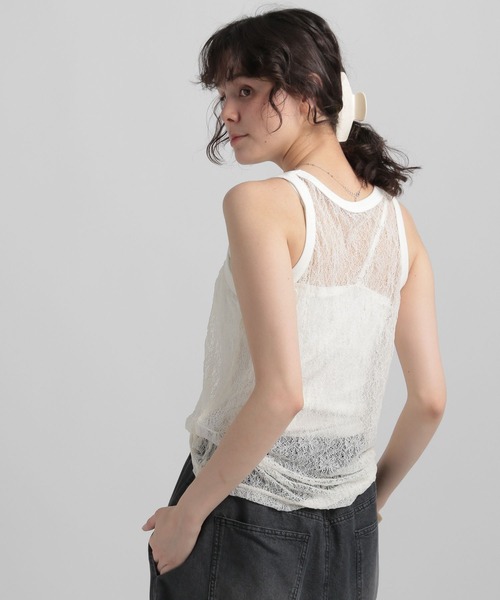 GEORGE'S（ジョージズ）の「レースタンクトップ（タンクトップ・レディース・アイボリー/ブラック/レッド系その他・MEDIUM/SMALL）」の13枚目の写真