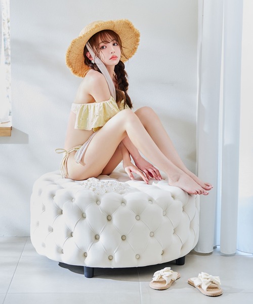 ビジューオフショルダーフリルビキニ 2点セット【ビキニ】【水着