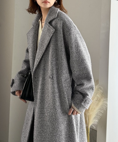 セール】こなれ上品な雰囲気をまとう。フェイクウールロング丈アウター