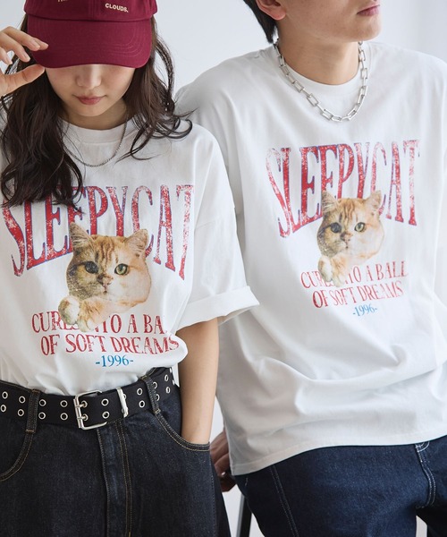 PBLIM（ページボーイリム）の「《UNISEX》スリーピーキャットTシャツ（Tシャツ/カットソー・レディース・パープル/ブラック/オフホワイト・MEDIUM/LARGE）」の20枚目の写真