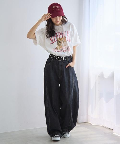 PBLIM（ページボーイリム）の「《UNISEX》スリーピーキャットTシャツ（Tシャツ/カットソー・レディース・パープル/ブラック/オフホワイト・MEDIUM/LARGE）」の18枚目の写真