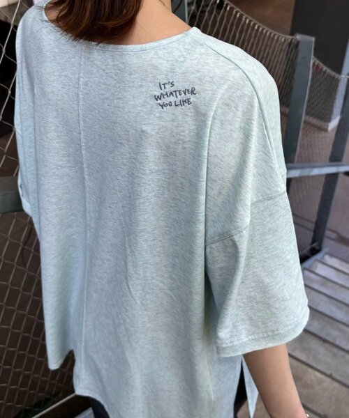 CIAOPANIC TYPY（チャオパニックティピー）の「シアースラブワンポイント刺繍オーバー半袖Tee（Tシャツ/カットソー・レディース・ブラウン/ライトグレー/ホワイト/チャコールグレー/ブラック/サックスブルー・ONE SIZE）」の6枚目の写真