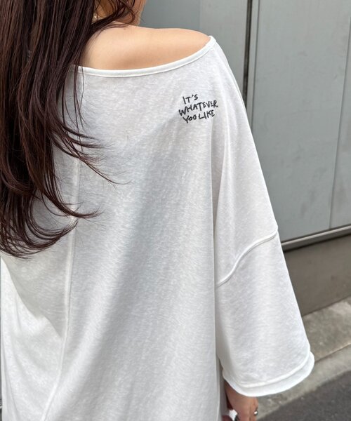 CIAOPANIC TYPY（チャオパニックティピー）の「シアースラブワンポイント刺繍オーバー半袖Tee（Tシャツ/カットソー・レディース・ブラウン/ライトグレー/ホワイト/チャコールグレー/ブラック/サックスブルー・ONE SIZE）」の19枚目の写真