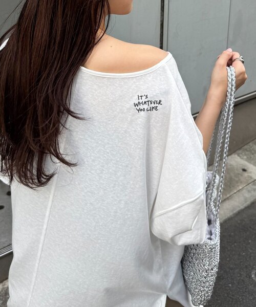 CIAOPANIC TYPY（チャオパニックティピー）の「シアースラブワンポイント刺繍オーバー半袖Tee（Tシャツ/カットソー・レディース・ブラウン/ライトグレー/ホワイト/チャコールグレー/ブラック/サックスブルー・ONE SIZE）」の20枚目の写真