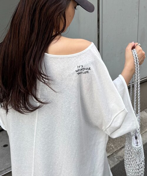 CIAOPANIC TYPY（チャオパニックティピー）の「シアースラブワンポイント刺繍オーバー半袖Tee（Tシャツ/カットソー・レディース・ブラウン/ライトグレー/ホワイト/チャコールグレー/ブラック/サックスブルー・ONE SIZE）」の21枚目の写真