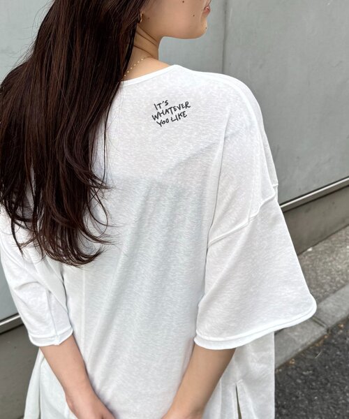 CIAOPANIC TYPY（チャオパニックティピー）の「シアースラブワンポイント刺繍オーバー半袖Tee（Tシャツ/カットソー・レディース・ブラウン/ライトグレー/ホワイト/チャコールグレー/ブラック/サックスブルー・ONE SIZE）」の22枚目の写真