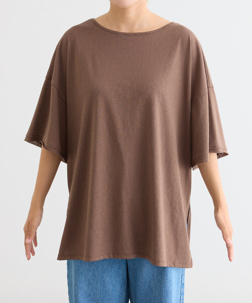 CIAOPANIC TYPY（チャオパニックティピー）の「シアースラブワンポイント刺繍オーバー半袖Tee（Tシャツ/カットソー・レディース・ブラウン/ライトグレー/ホワイト/チャコールグレー/ブラック/サックスブルー・ONE SIZE）」の11枚目の写真